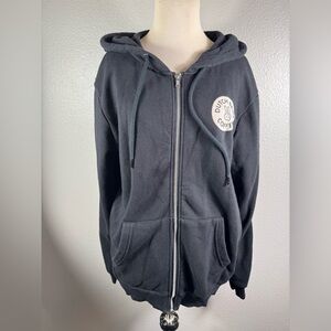 Dutch Bros small Oversized Zip Up BLACK Hoodie RARE “peace”